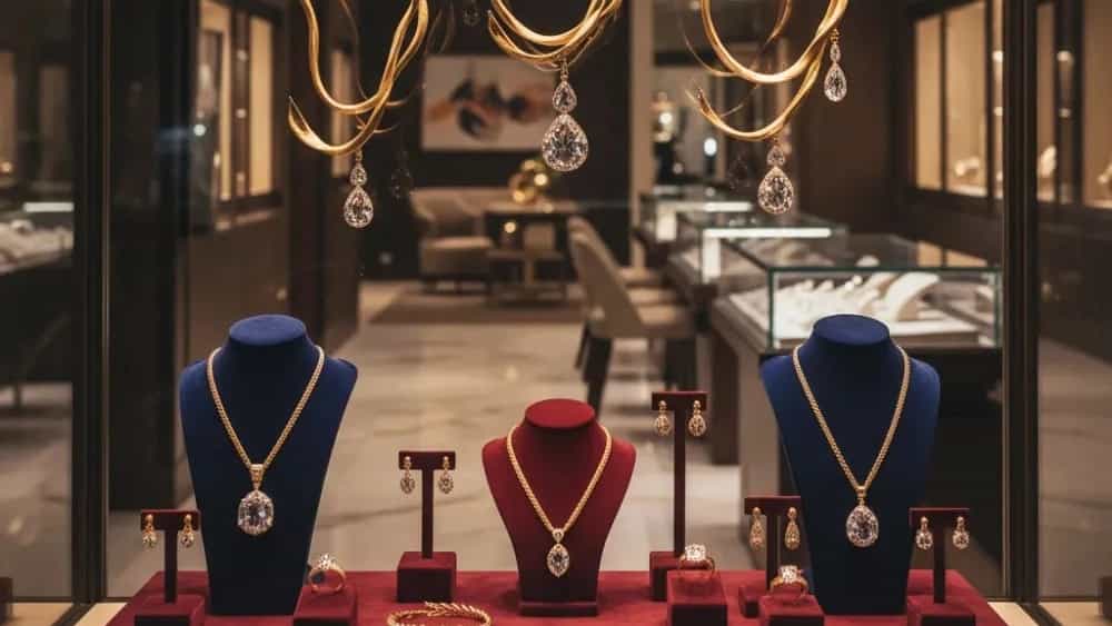 Making a customized gold shop window with luxury materials